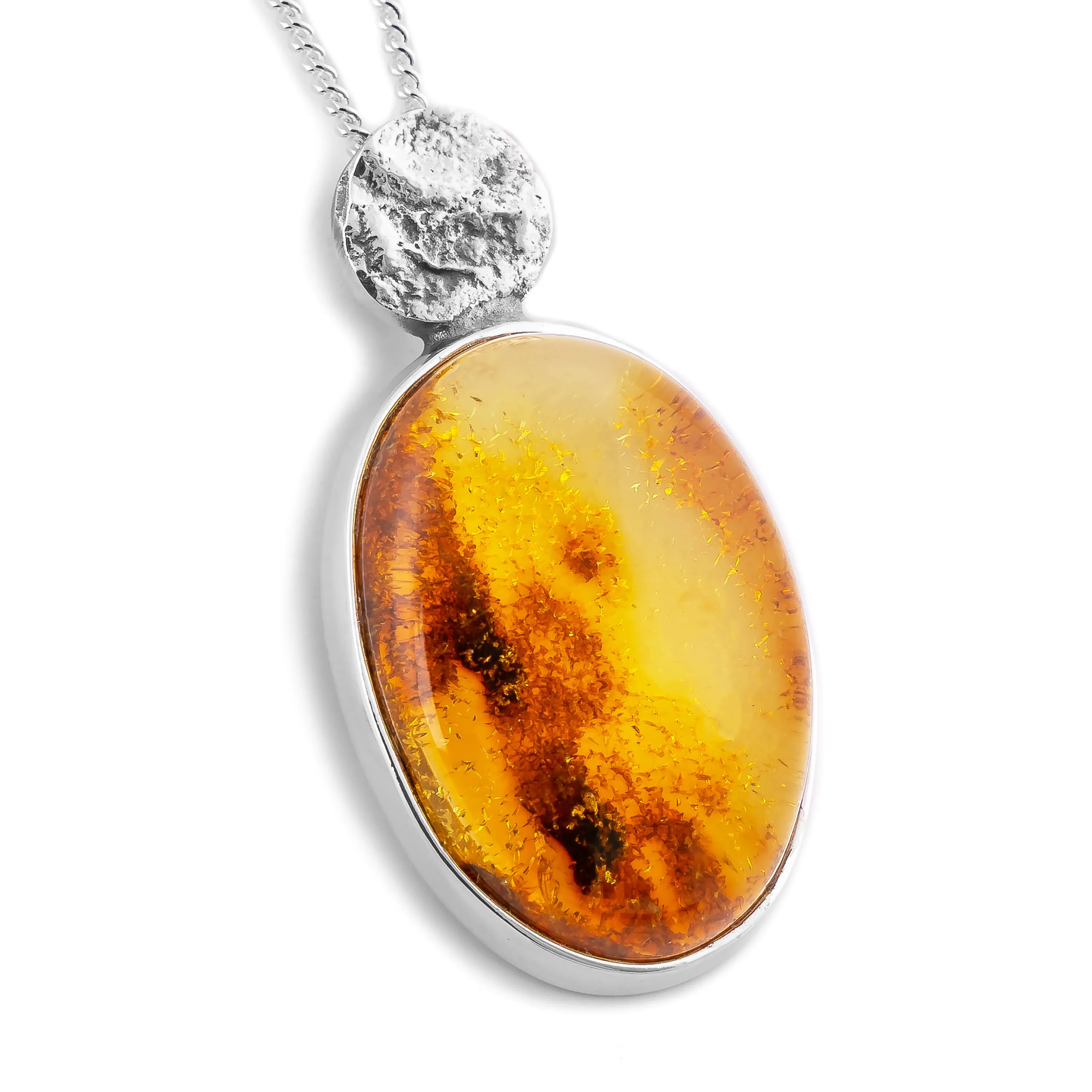 Sun Kissed Gemstone: Natural Baltic Amber Necklace in Sterling Silver sold by Henryka