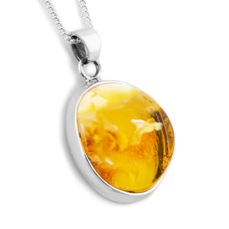 Timeless Glow: Natural Baltic Amber Necklace in Sterling Silver sold by Henryka