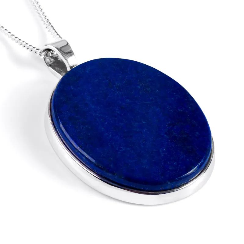 Handmade Lapis Lazuli Oval Necklace - Natural Designer Gemstone sold by Henryka