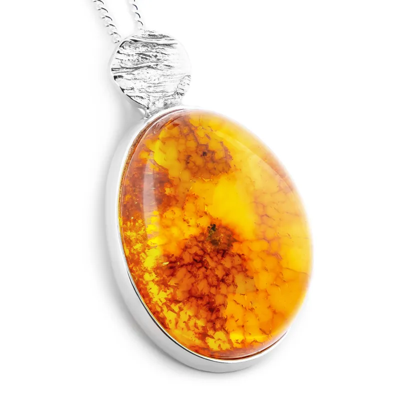 Sunbeam Gemstone: Natural Baltic Amber Necklace in Sterling Silver sold by Henryka