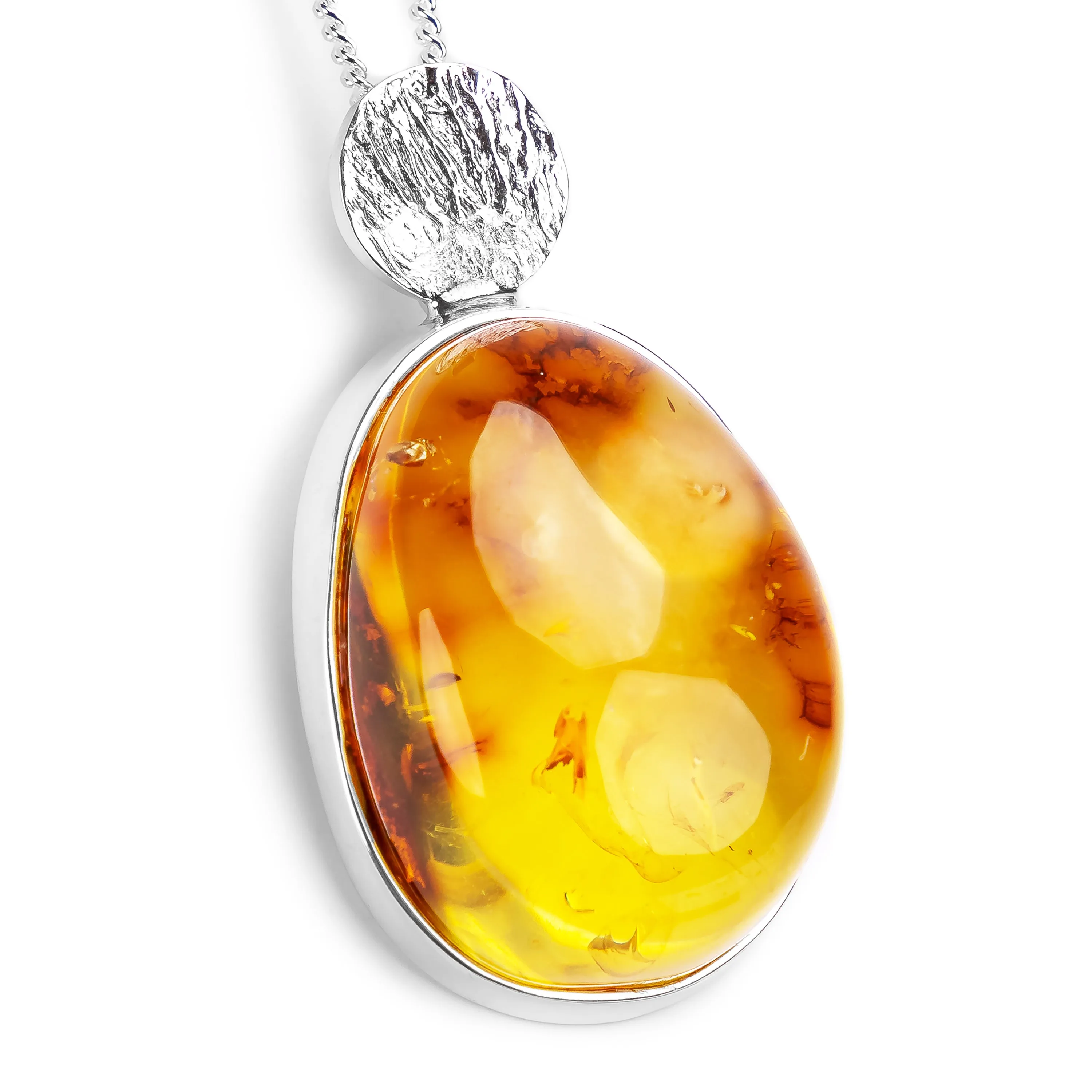 Raw Gemstone: Natural Baltic Amber Necklace in Sterling Silver sold by Henryka