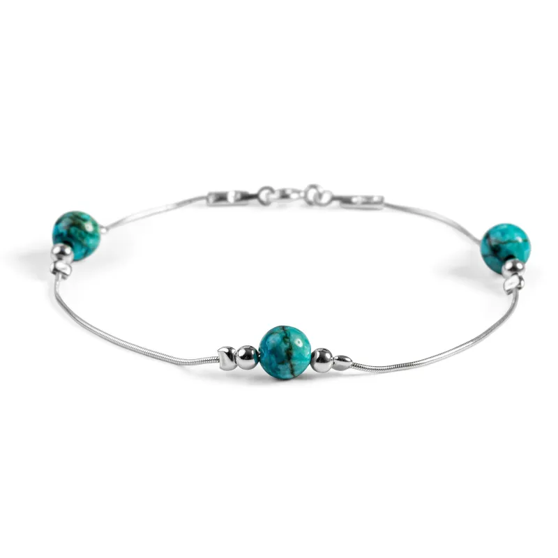 Bead Bracelet in Silver and Enhanced Turquoise sold by Henryka