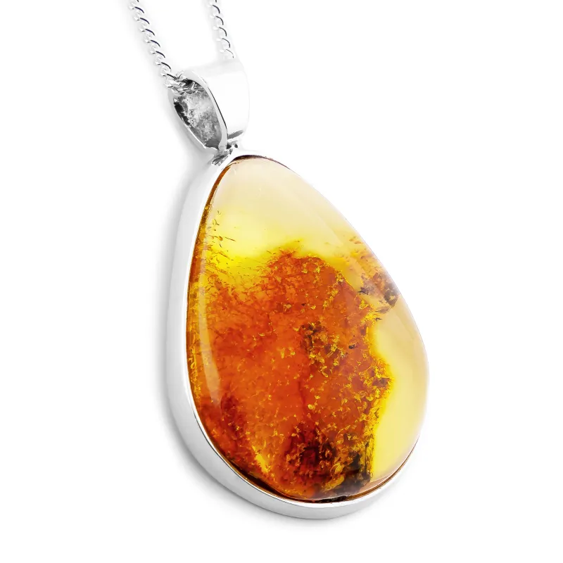 Beautiful Golden Amber: Natural Baltic Amber Necklace in Sterling Silver made by Henryka