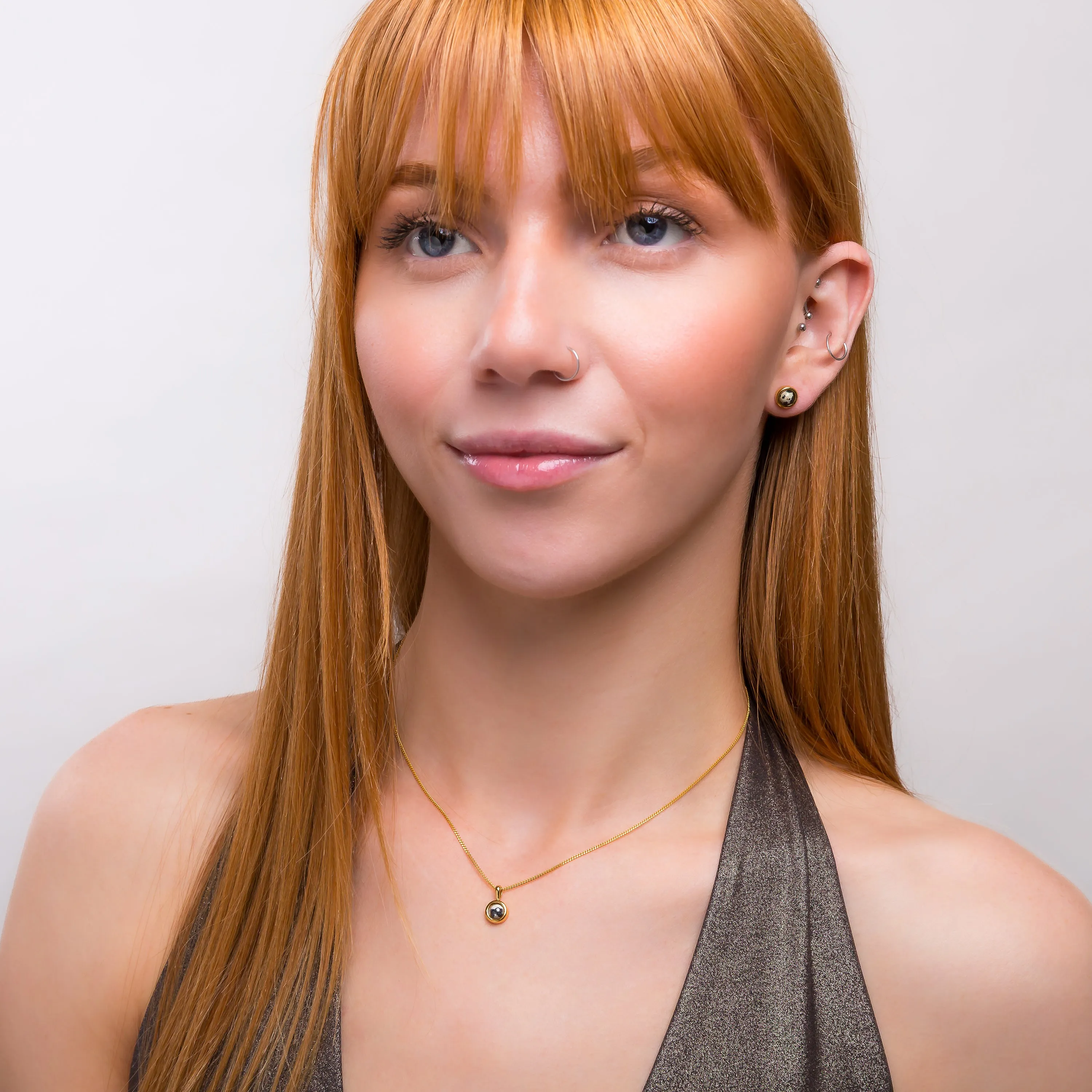 Round Charm Necklace in Silver with 24ct Gold and Dalmatian Jasper sold by Henryka product image thumbnail 3