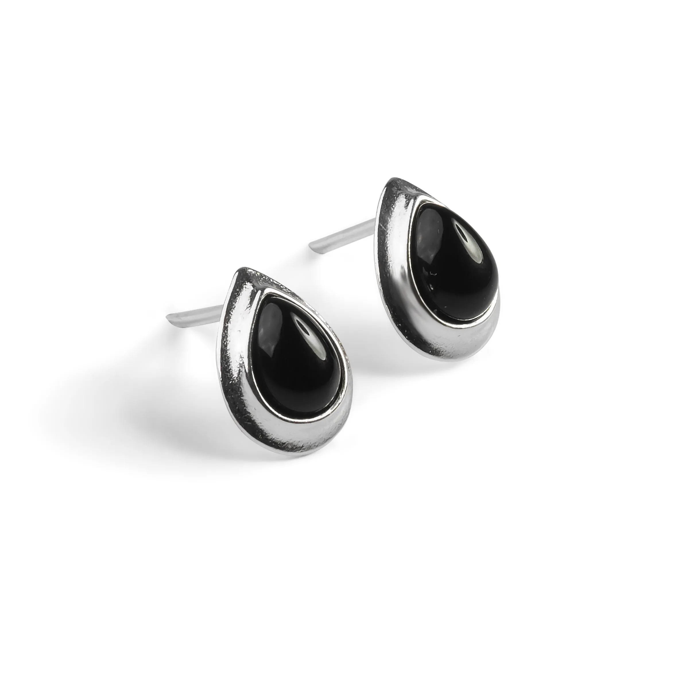 Classic Teardrop Stud Earrings in Silver with 24ct Gold and Black Onyx sold by Henryka product image thumbnail 5