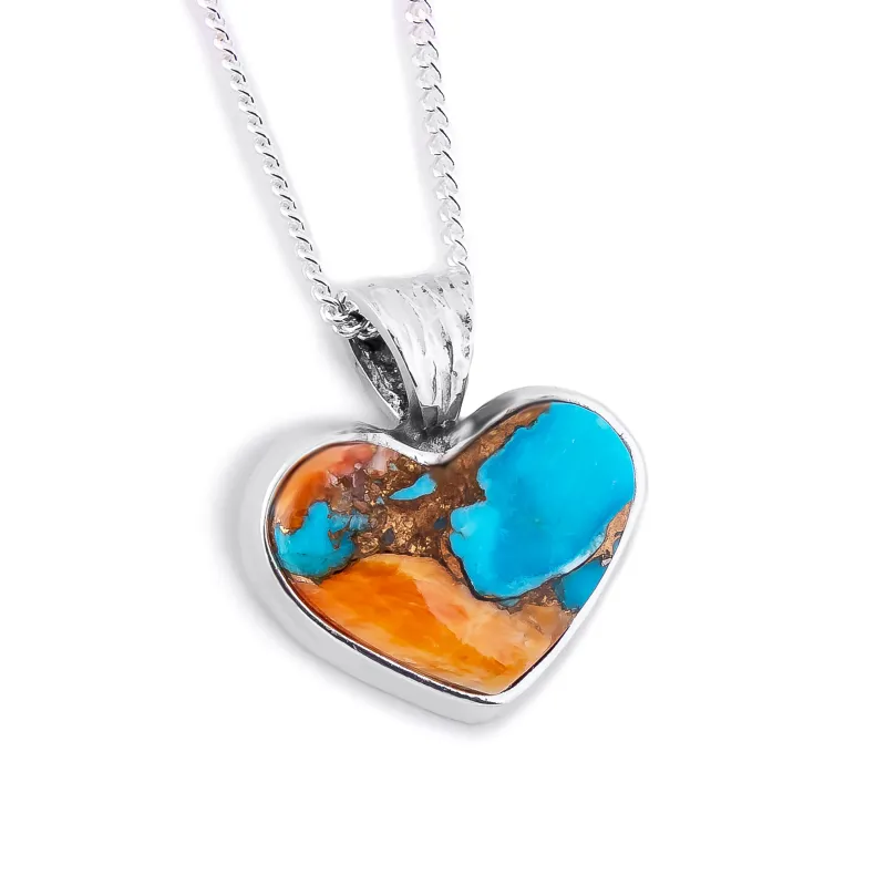Vivid Rebel Heart – Mohave Oyster Copper Turquoise Necklace sold by Henryka