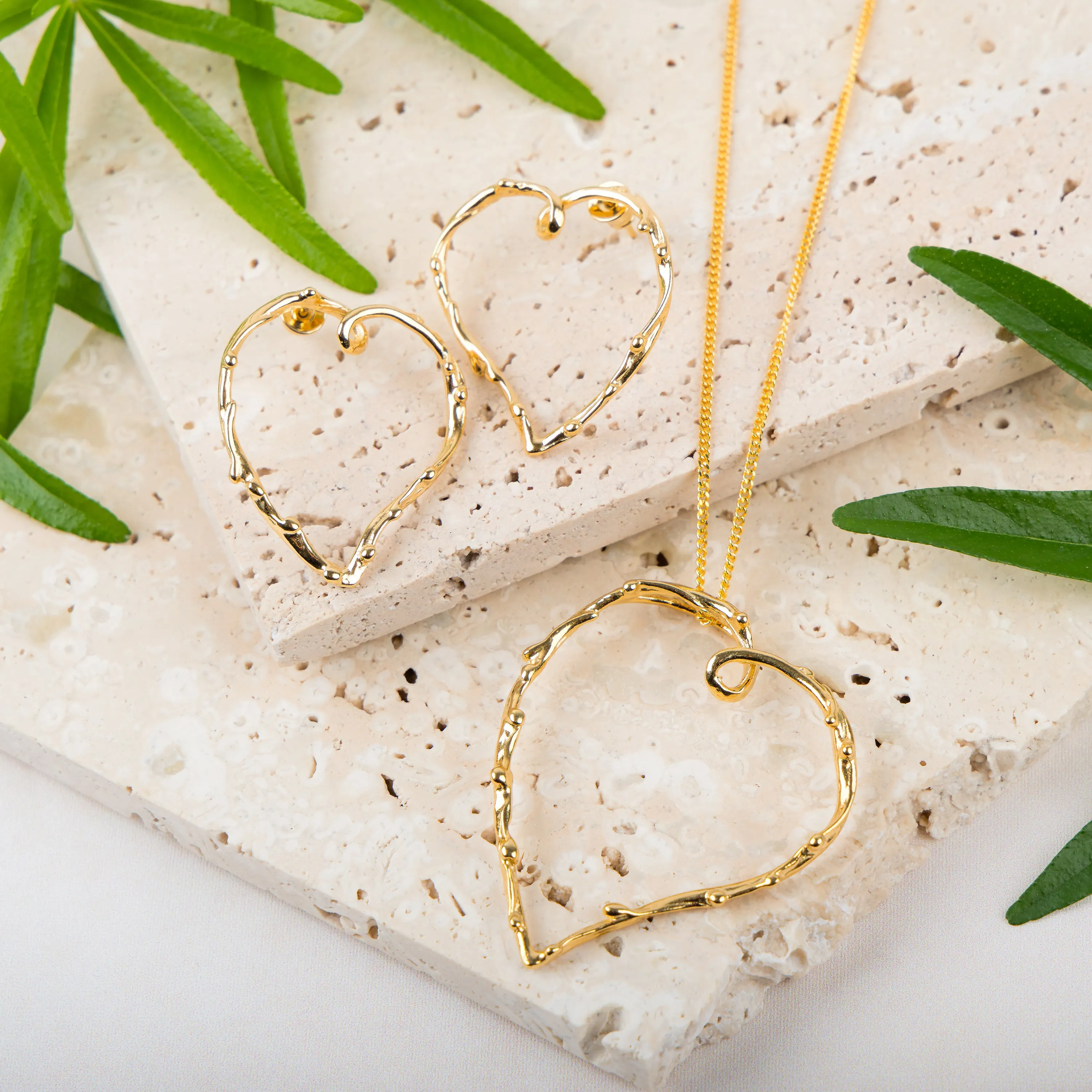 Oversized Open Heart Earrings in Sterling Silver with 24ct Gold sold by Henryka product image thumbnail 3