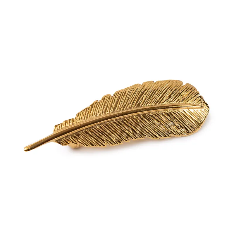 Bird Feather Brooch in Silver with 24ct Gold made by Henryka