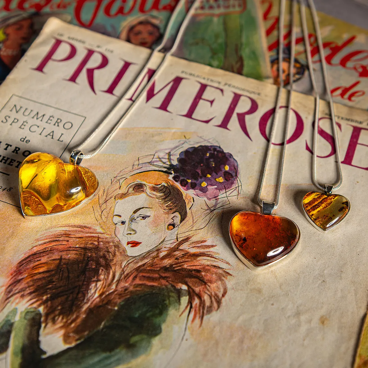 Statement Heart Cognac Amber and Silver Necklace - Natural Designer Gemstone sold by Henryka product image thumbnail 5