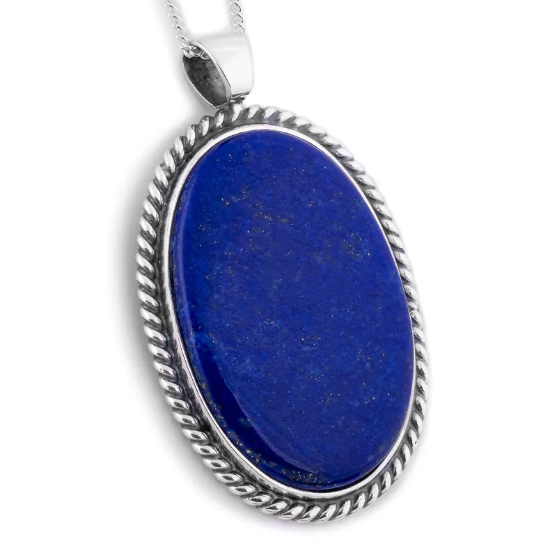 Natural Lapis Lazuli Necklace with Silver Vintage Artistry made by Henryka