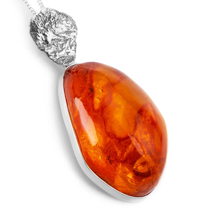 Savage Queen: XXL Natural Baltic Amber Necklace in Sterling Silver made by Henryka