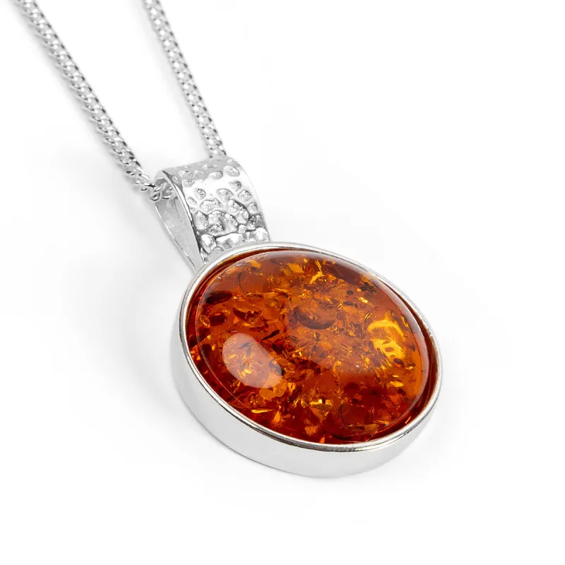Perfect Circle Baltic Amber Necklace in Sterling Silver made by Henryka