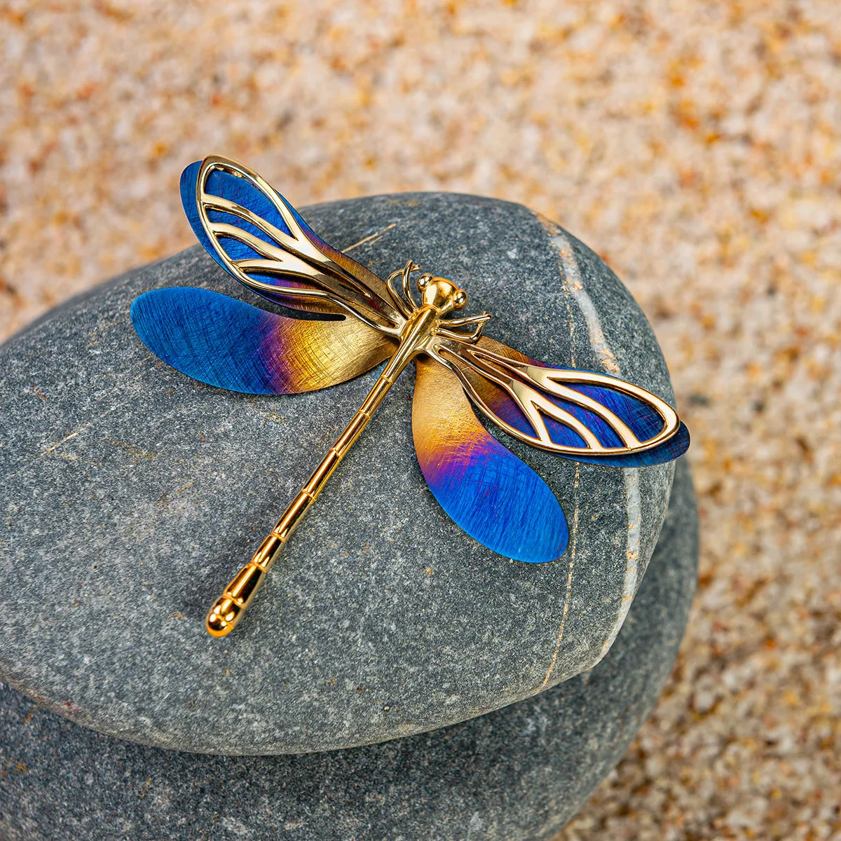 Statement Dragonfly Brooch with Sterling Silver with 24ct Gold & Titanium sold by Henryka product image thumbnail 2