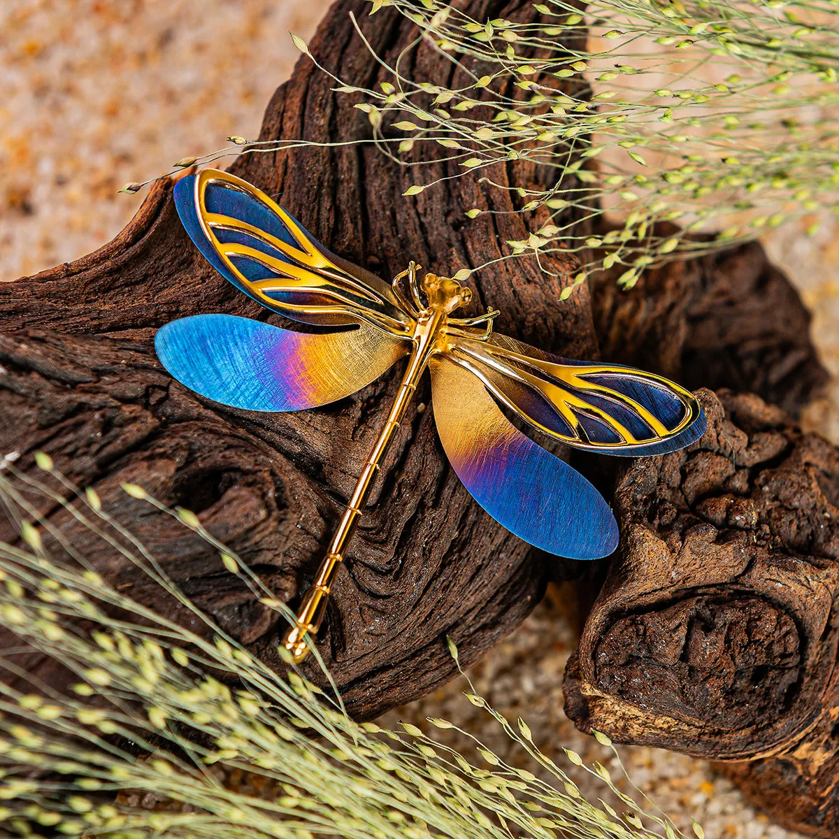 Statement Dragonfly Brooch with Sterling Silver with 24ct Gold & Titanium sold by Henryka product image thumbnail 3