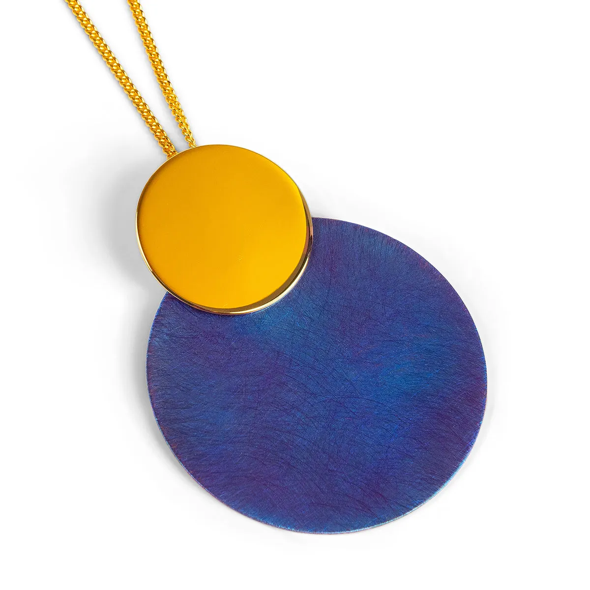 Double Disc Necklace in Titanium & Sterling Silver with 24ct Gold sold by Henryka