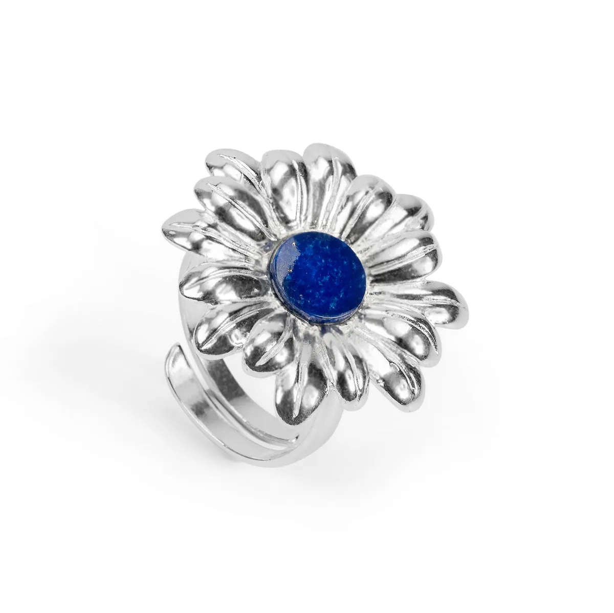 Marguerite Daisy Ring with Silver with 24ct Gold & Lapis Lazuli sold by Henryka product image thumbnail 5