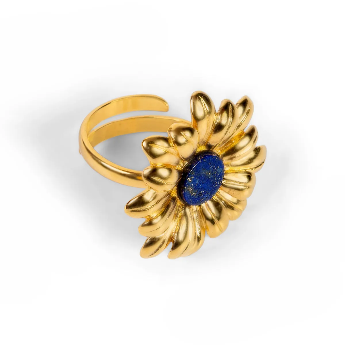 Marguerite Daisy Ring with Silver with 24ct Gold & Lapis Lazuli sold by Henryka product image thumbnail 4