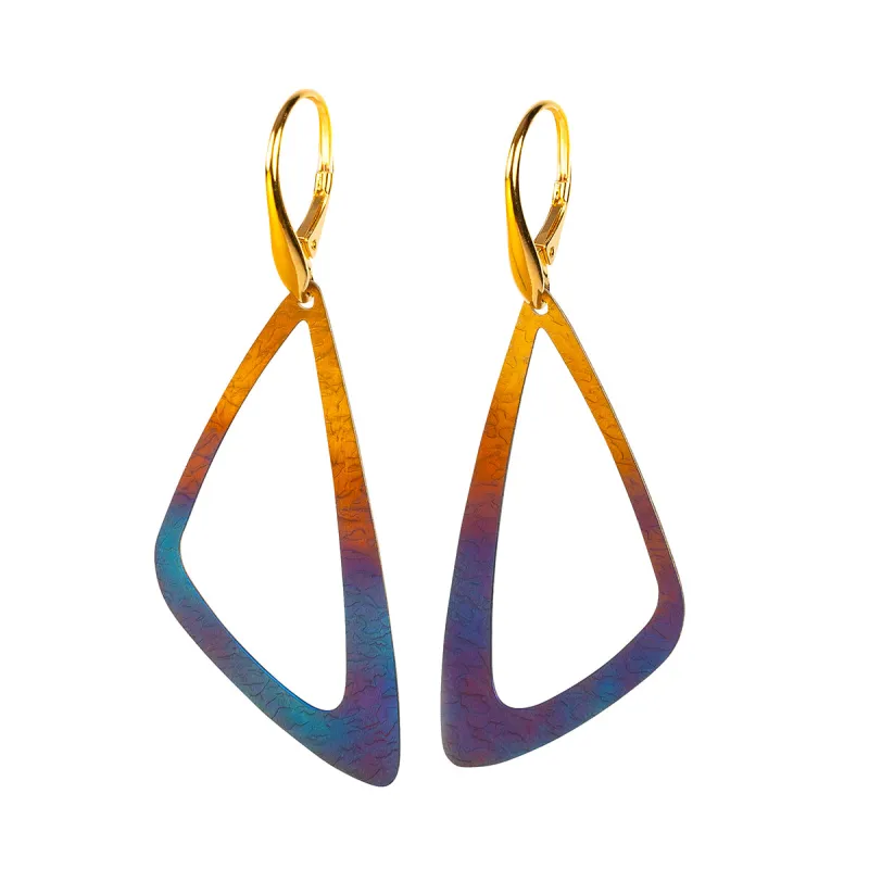 Statement Triangle Drop Earrings in Titanium and 24ct Gold made by Henryka