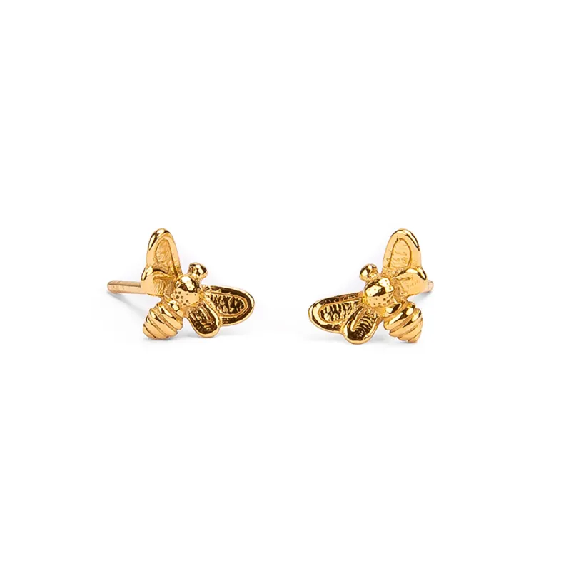 Miniature Bee Stud Earrings in Silver with 24ct Gold sold by Henryka