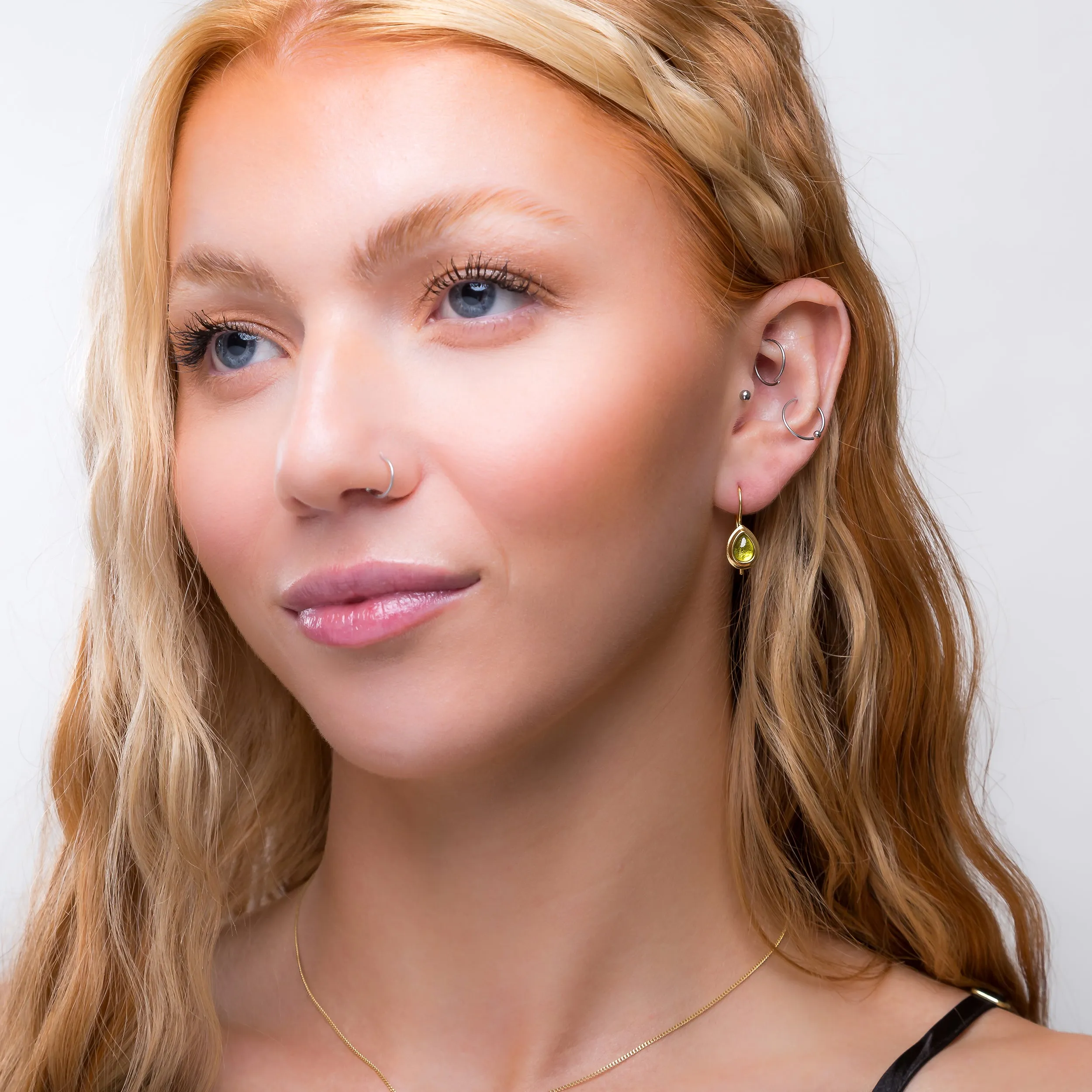 Classic Teardrop Hook Earrings in Silver with 24ct Gold & Peridot sold by Henryka product image thumbnail 3