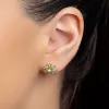Daisy Stud Earrings in Silver and Peridot sold by Henryka