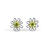 Daisy Stud Earrings in Silver and Peridot sold by Henryka