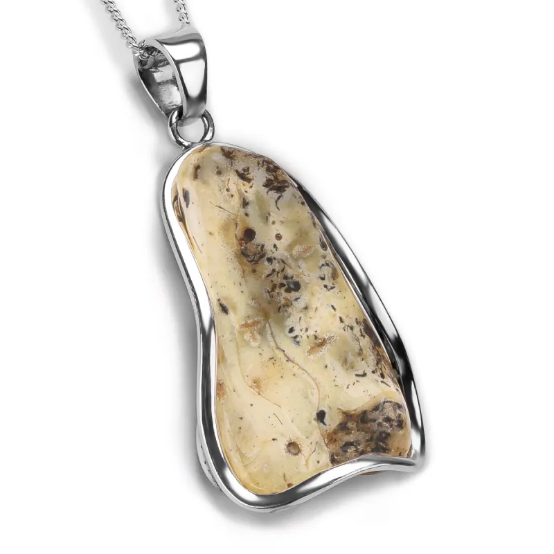 Natural Beauty White Baltic Amber Necklace - Natural Designer Gemstone sold by Henryka