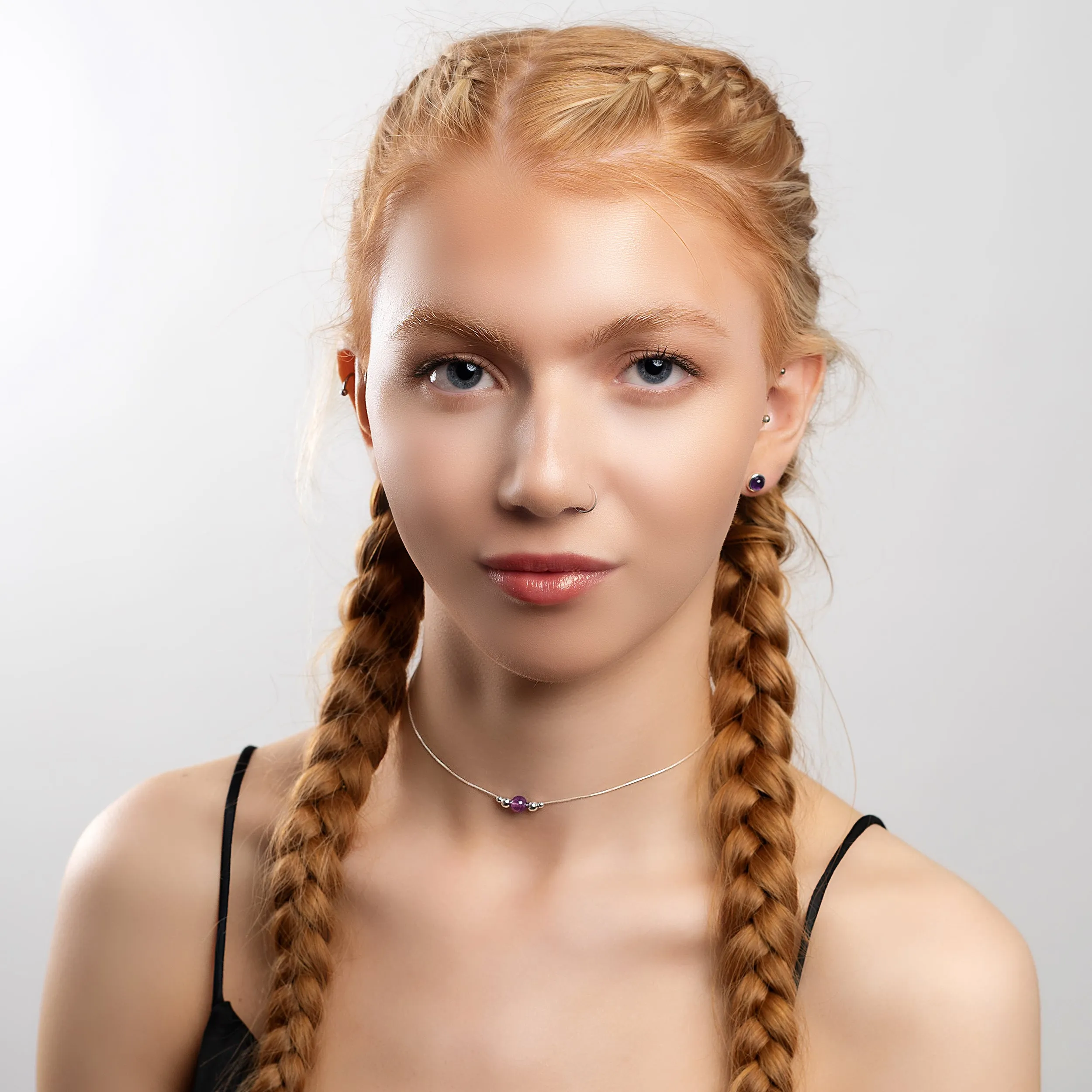 Delicate Single Stone Necklace in Silver and Amethyst sold by Henryka product image thumbnail 5