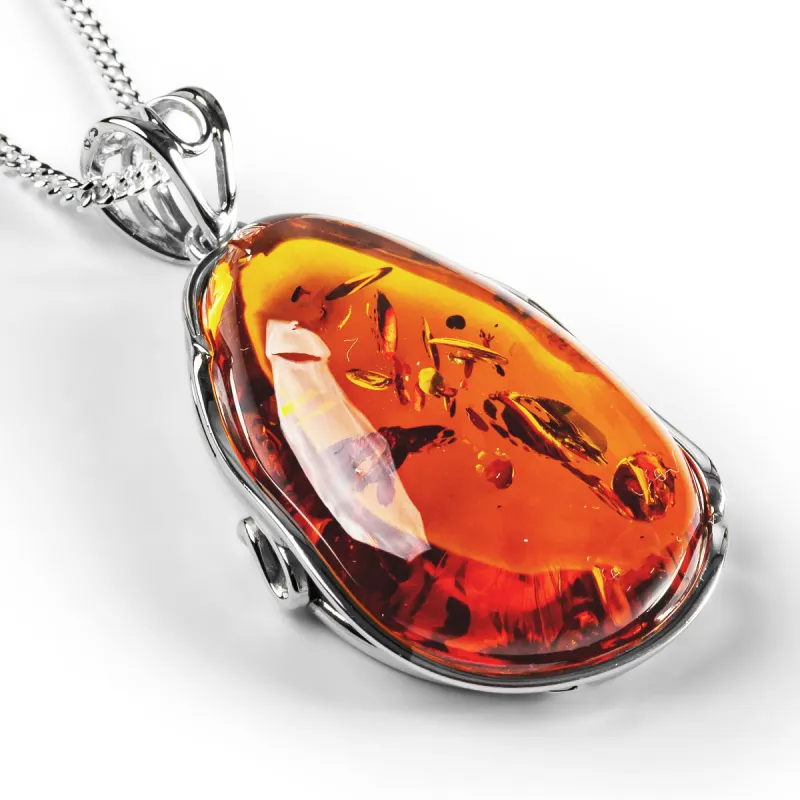 Gorgeous Baltic Amber and Silver Necklace - Natural Designer Gemstone sold by Henryka