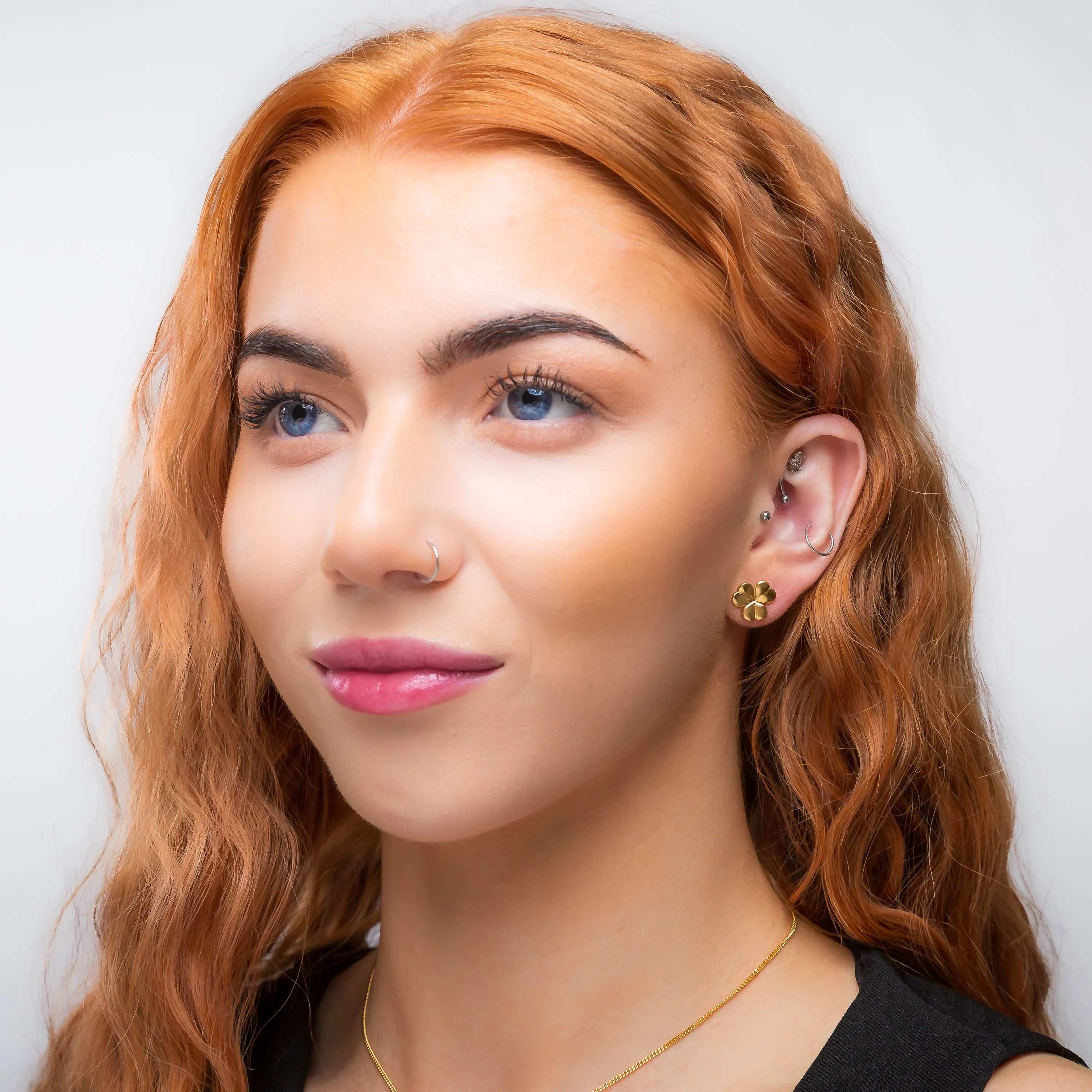 Lucky Shamrock / Clover Leaf Stud Earrings in Silver with 24ct Gold sold by Henryka product image thumbnail 4