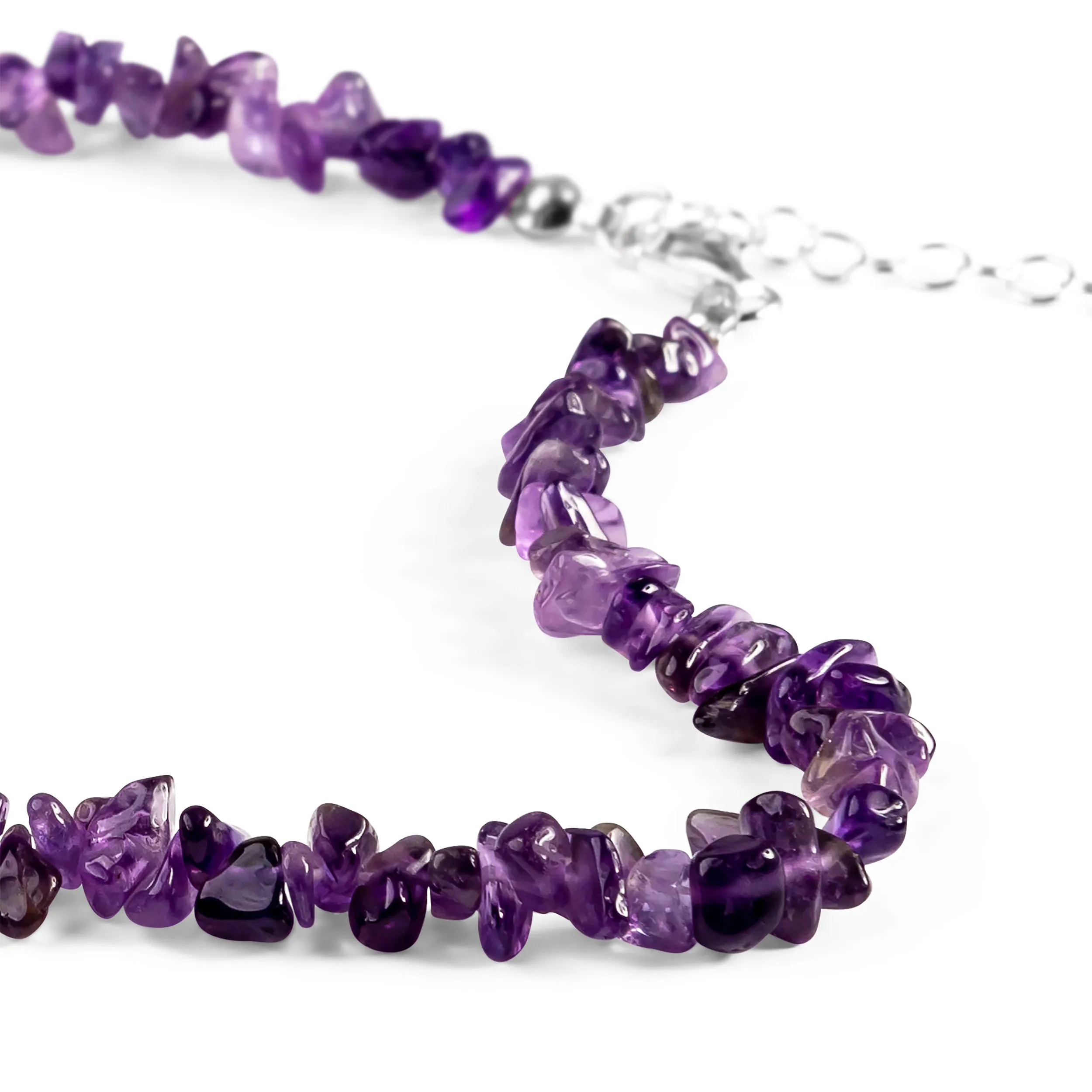 Mini Nugget Bead Necklace in Silver and Amethyst sold by Henryka product image thumbnail 5