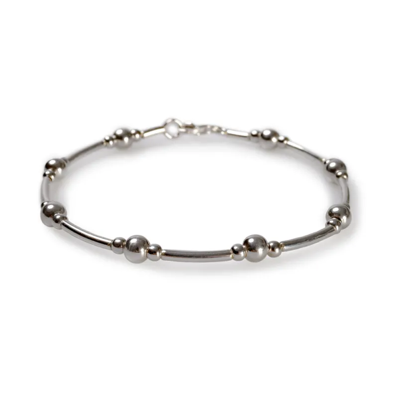 Bead Tube Bangle in Silver sold by Henryka