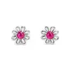 Daisy Stud Earrings in Silver and Ruby sold by Henryka