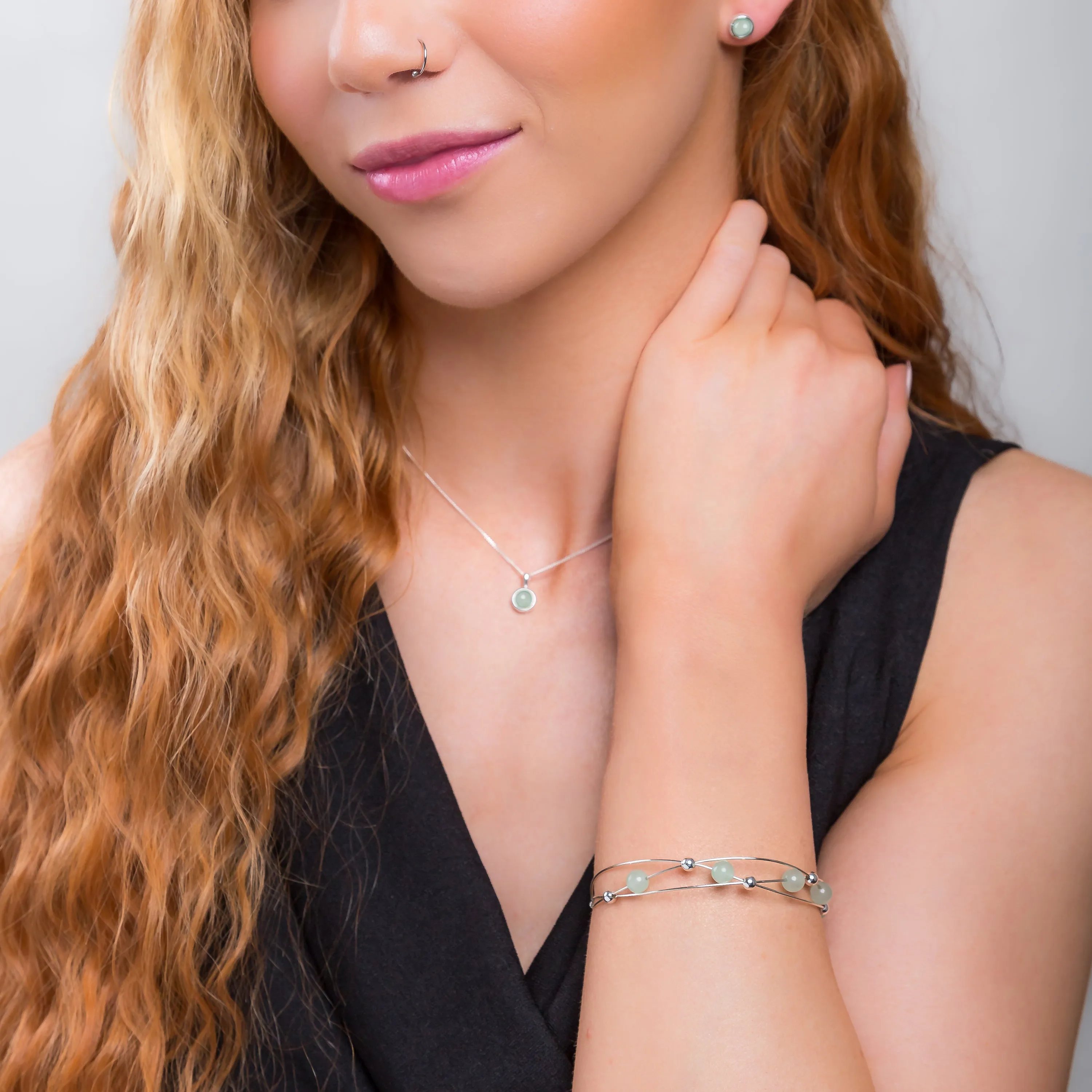 Weaved Bangle in Silver and Aventurine sold by Henryka product image thumbnail 3