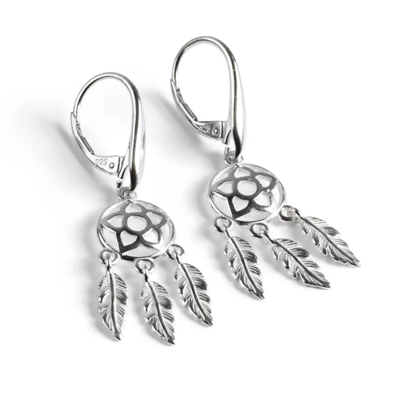 Miniature Dreamcatcher Drop Earrings in Silver sold by Henryka