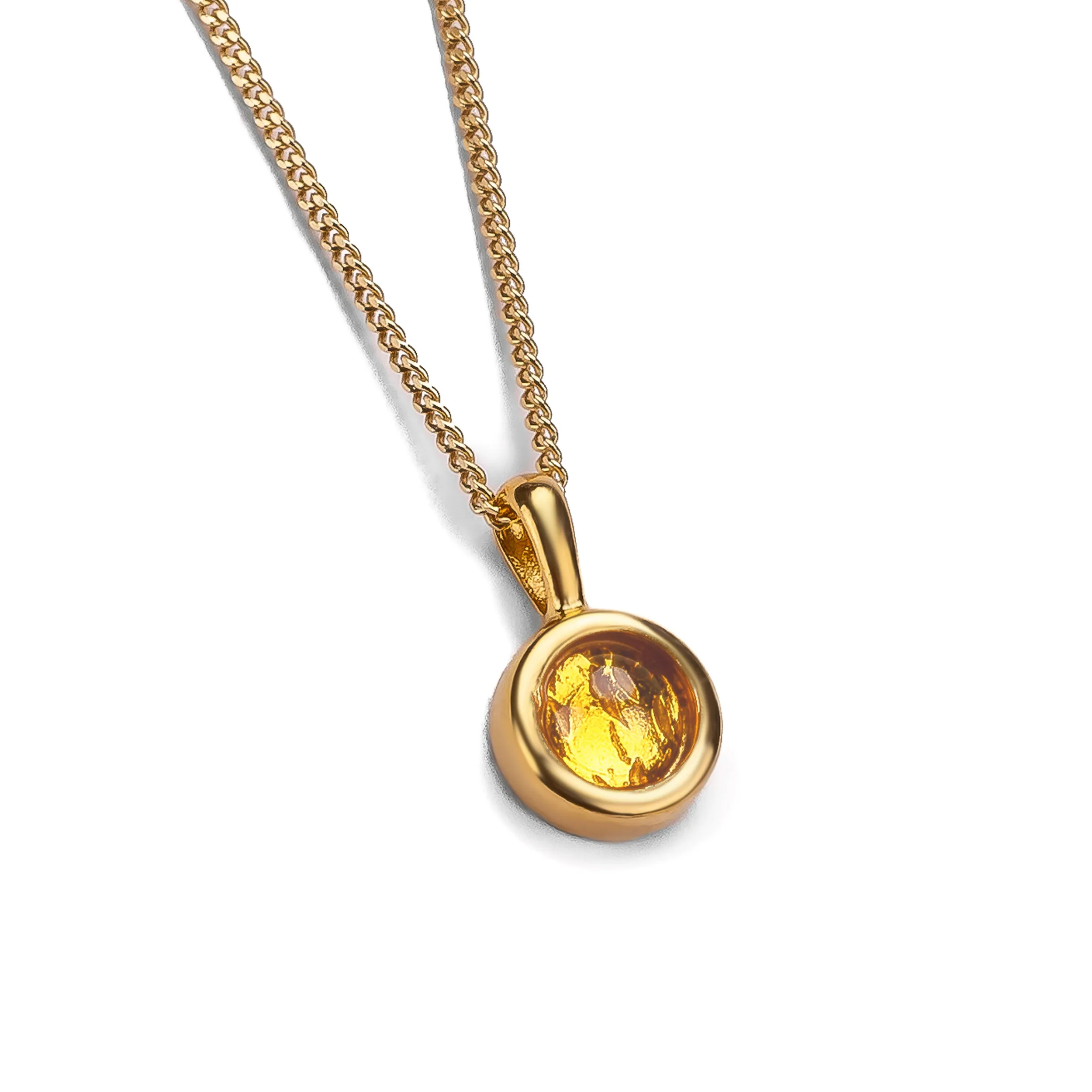 Round Charm Necklace in Silver with 24ct Gold & Citrine sold by Henryka