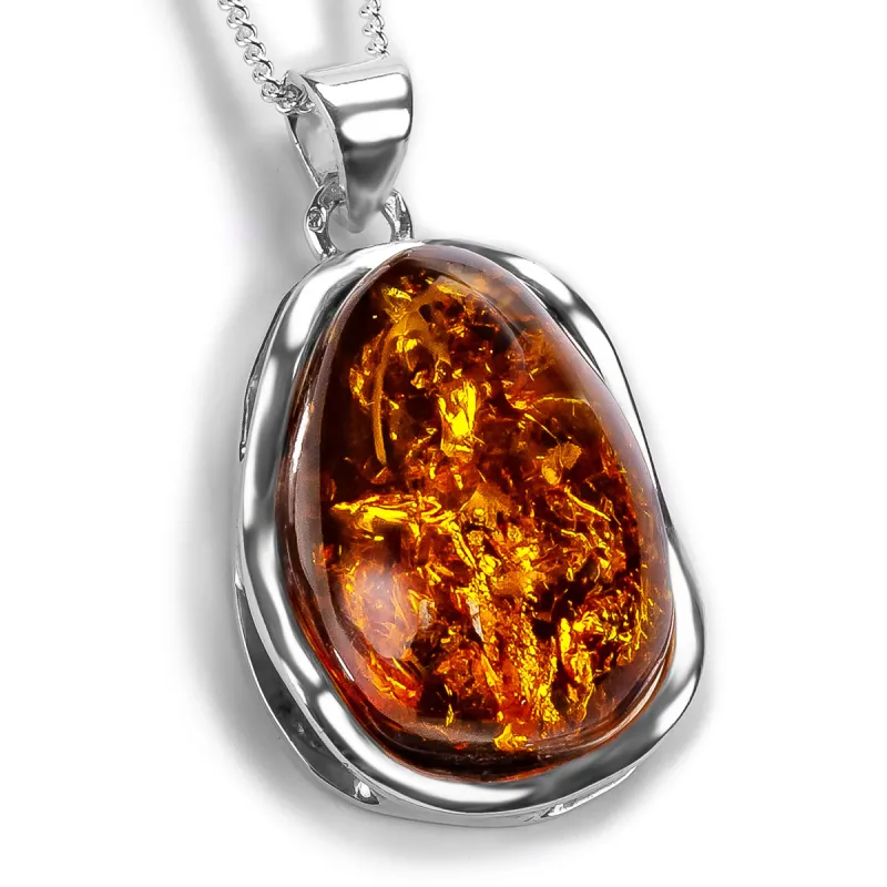 Perfect Classic Baltic Amber and Silver Necklace - Natural Designer Gemstone sold by Henryka