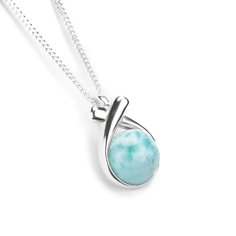 Sealed With A Kiss Necklace in Silver and Larimar sold by Henryka