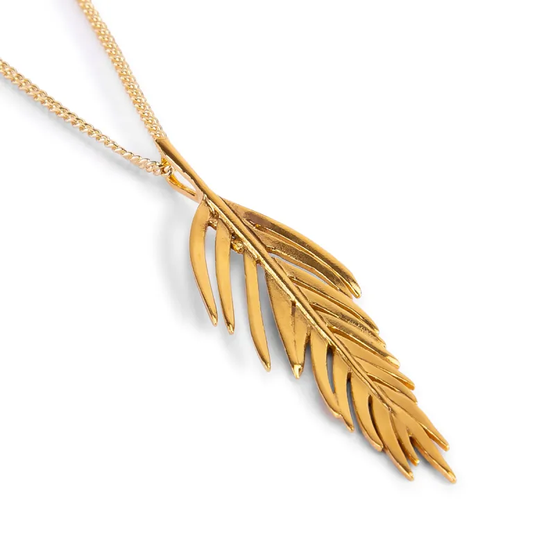 Areca Palm Leaf Necklace in Silver with 24ct Gold sold by Henryka