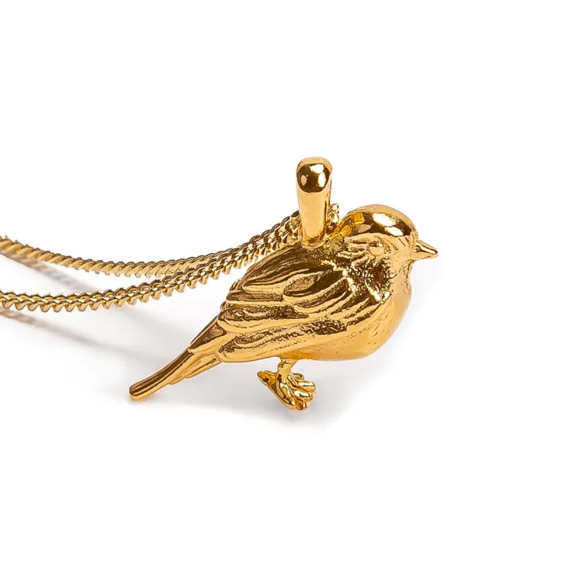 Silver with 24ct Gold Garden Bird / Robin Necklace sold by Henryka