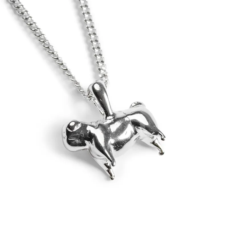 Miniature Pug Dog Necklace in Silver made by Henryka