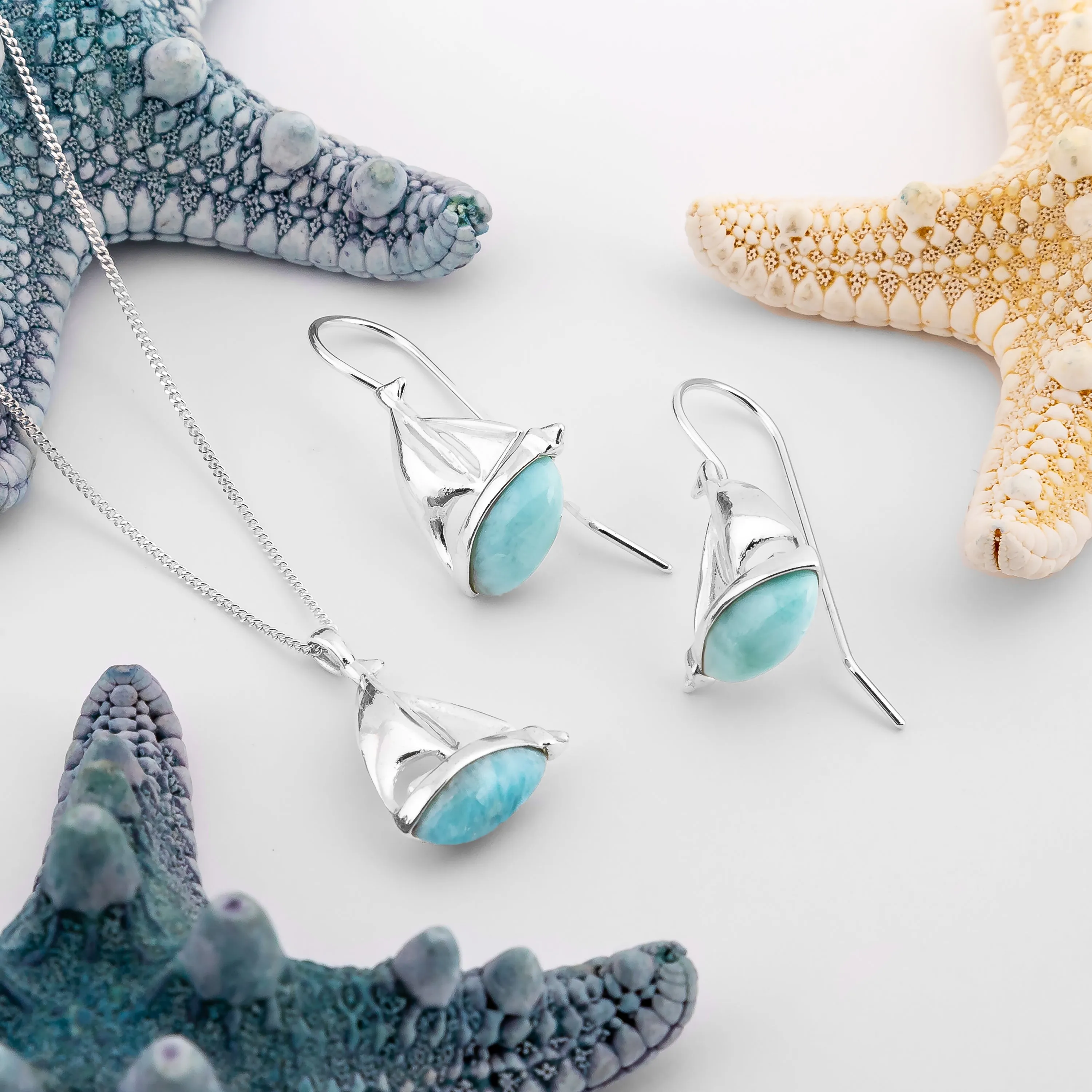 Sailboat / Boat / Yacht Necklace in Silver & Larimar sold by Henryka product image thumbnail 5