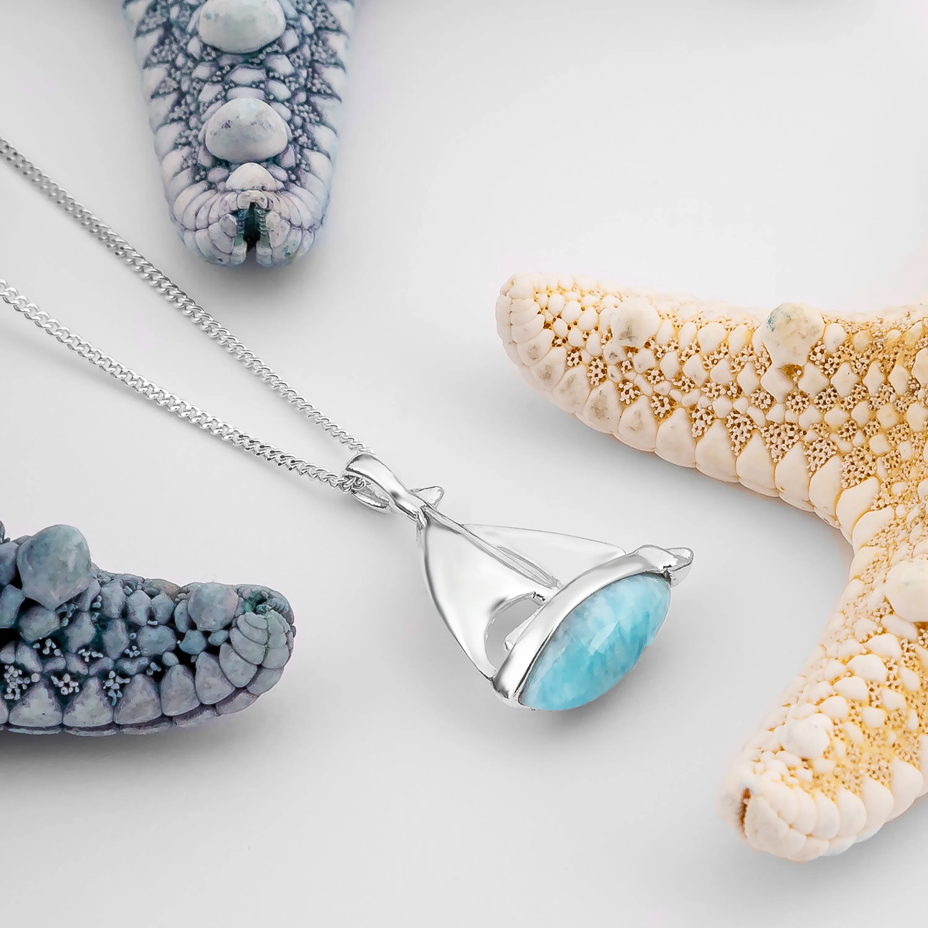 Sailboat / Boat / Yacht Necklace in Silver & Larimar sold by Henryka product image thumbnail 4