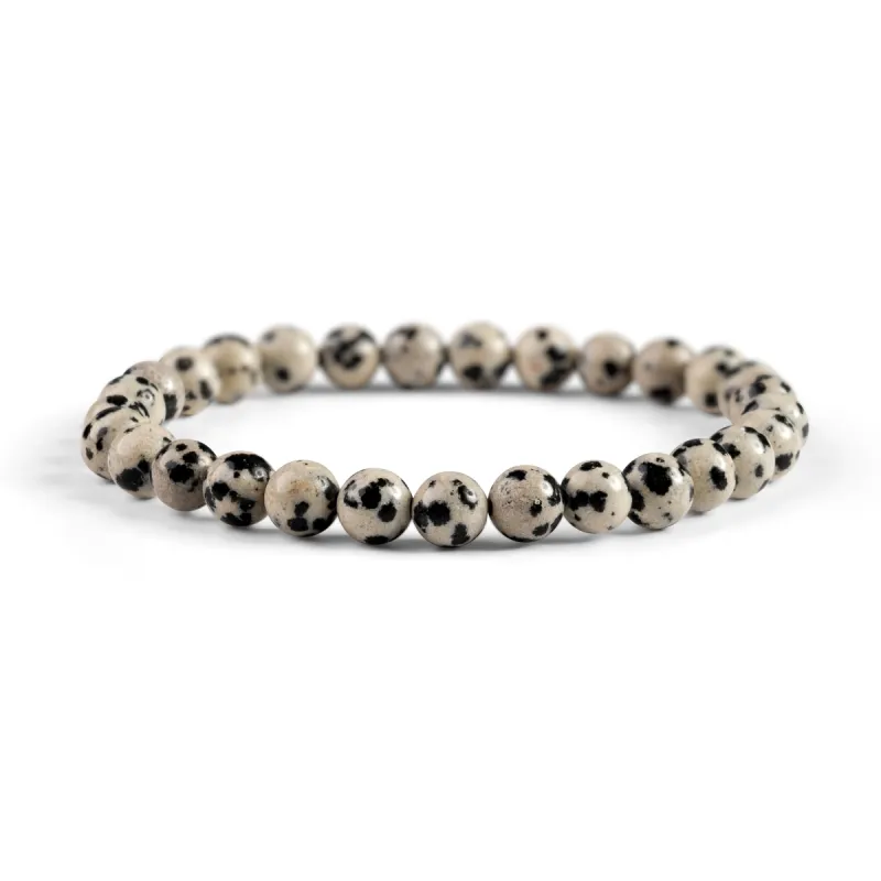 Stretch Bead Bracelet in Dalmatian Jasper sold by Henryka
