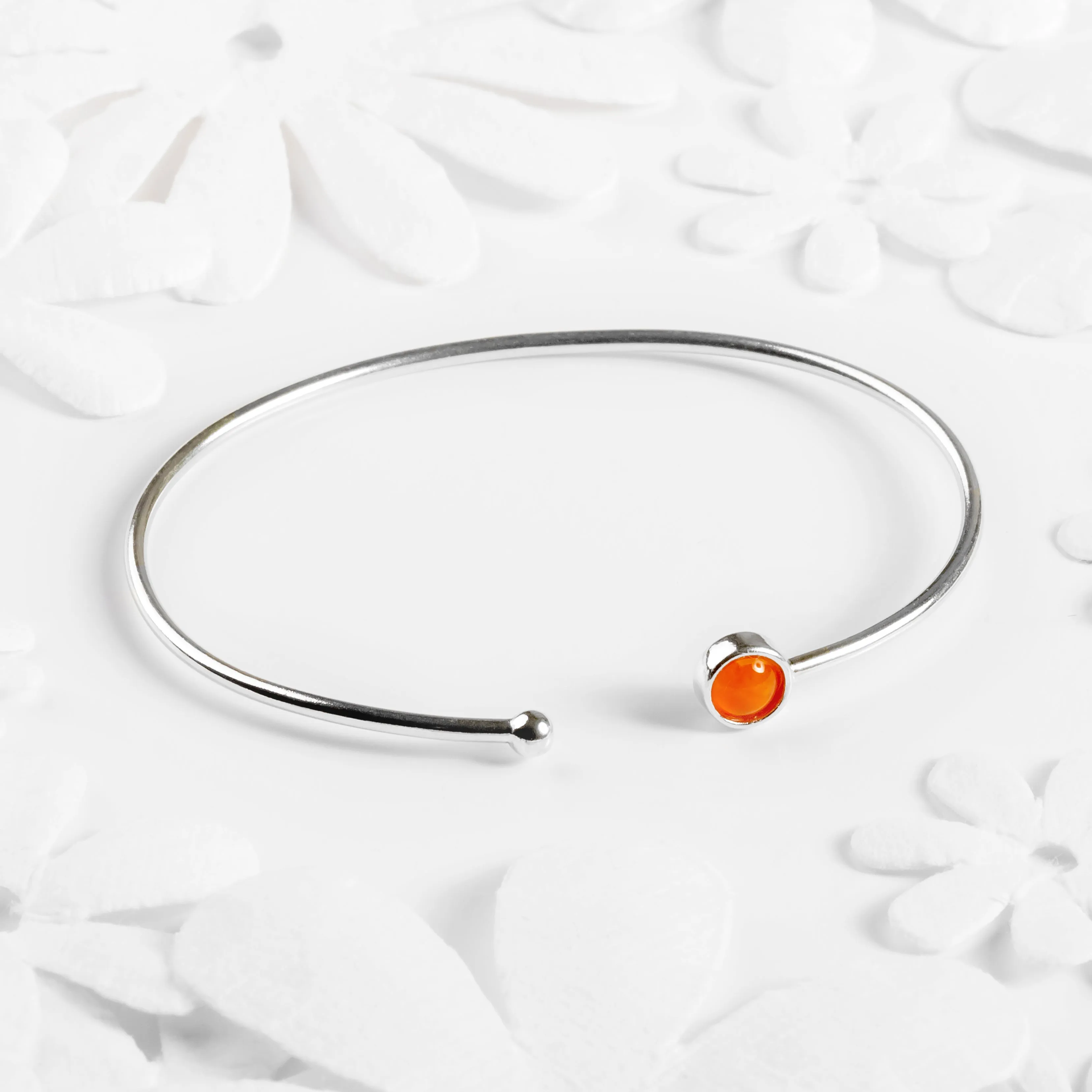Simple Solo Cuff Bangle in Silver and Carnelian sold by Henryka product image thumbnail 5