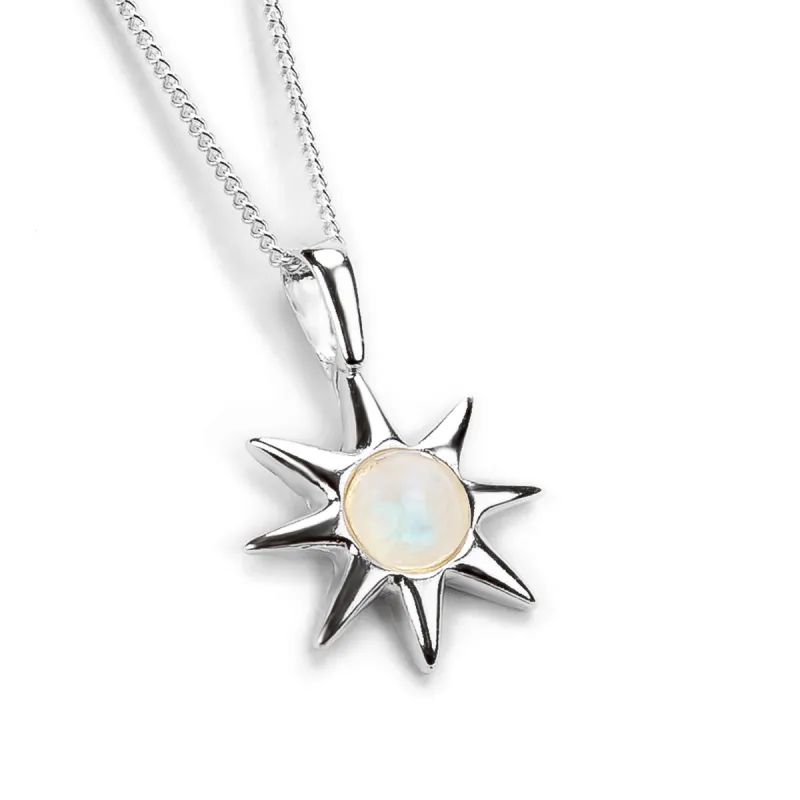 Symbol of Hope Sun Necklace in Silver and Moonstone sold by Henryka