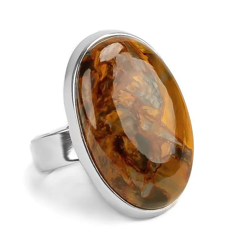 Beautiful Tree Agate Ring - Natural Designer Gemstone sold by Henryka