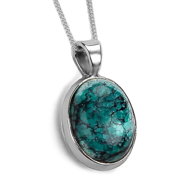 Dainty Tibetan Turquoise Necklace - Natural Designer Gemstone sold by Henryka