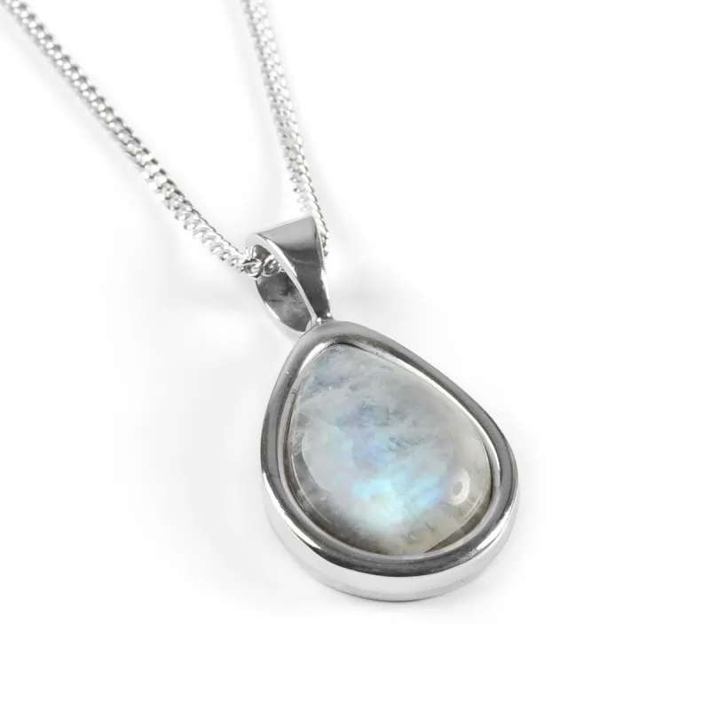 Teardrop Necklace in Silver and Natural Labradorite sold by Henryka