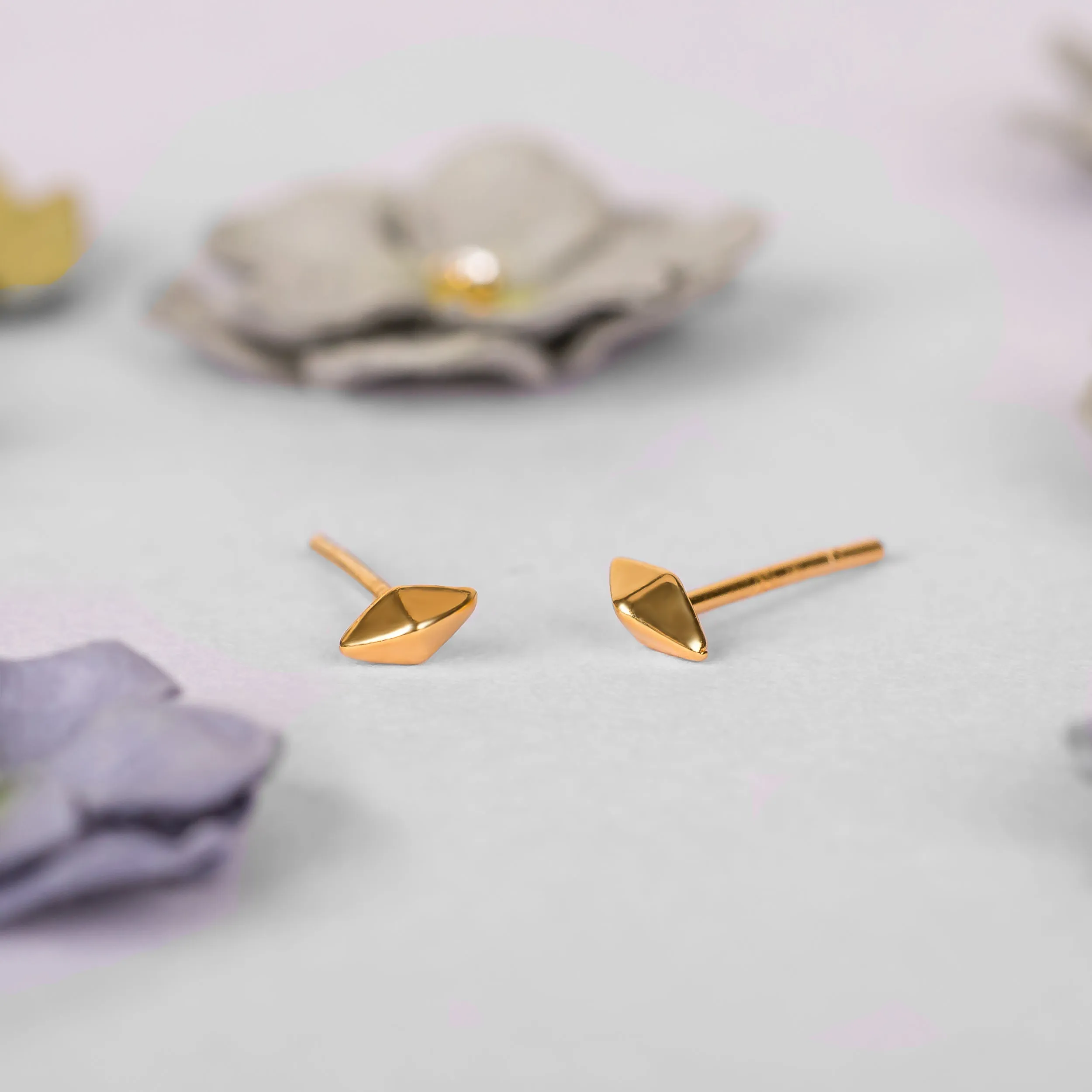 Tiny Rhombus Stud Earrings in Silver with 24ct Gold sold by Henryka product image thumbnail 4
